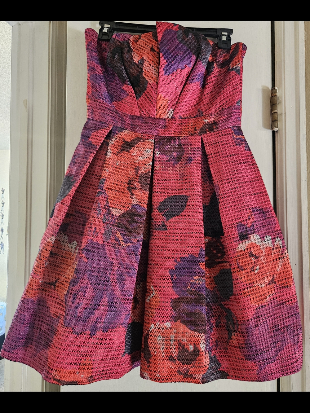 Trina Turk Floral Metallic Woven Strapless Fit & Flare Dress Pink Size 8